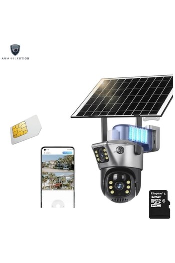 OEM Camera de Supraveghere 4K cu 2 lentile, panou solar, 4G, PTZ 360°, Night Vision, IP66, Full HD 1080