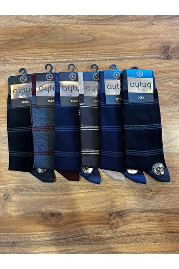 Aytuğ Business Men's Jacquard Cotton Men's Seamless Socks 6 Pack