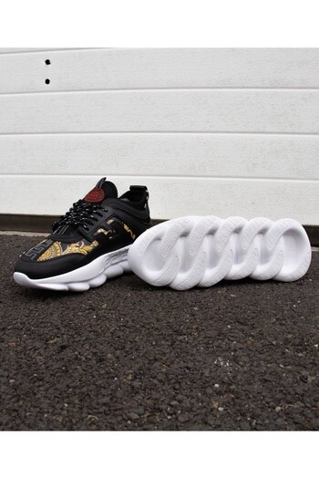 EXCLUSIVE STYLE Eco-leather sneakers - CHAIN ​​Black and Gold