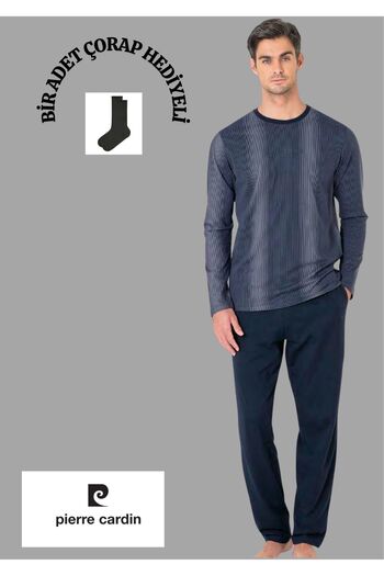 Pierre Cardin 100% Cotton Crew Neck Pajama Set with Pockets Thcl61Vr05Pc