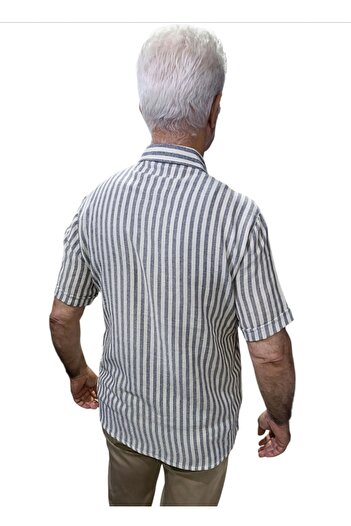 couis Men's Short Sleeve Natural Linen Shirt