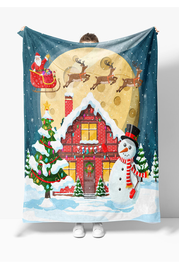 Home Christmas Snow Pattern Fleece Tv Blanket Polar Soft Blanket