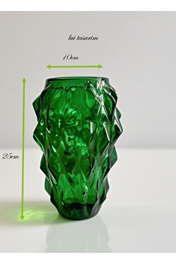 Lui Tasarım Green Color Vase Special Design Senyor Glass Vase 25*10 cm