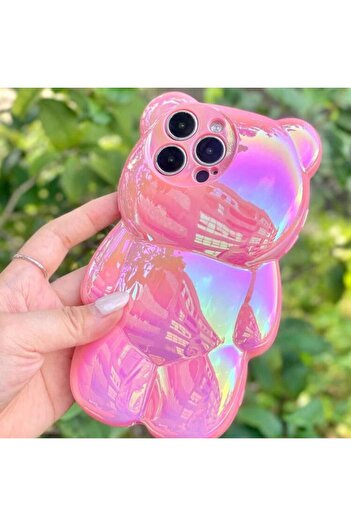 Aktech iPhone 15 Pro Compatible 3D Cute Bear Soft Silicone Phone Case