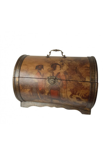 OEM Wooden chest with Japanese geisha motifs, 35x22cm