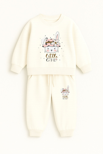 Let's Wear Little Girl Printed Children's Premium Compact Children's Set with Pockets and Drawstrings - 2 Piece Sports Set
