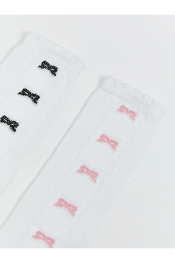 LC Waikiki Bow Patterned Girls' Knee Socks, Pack of 2