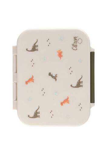 Citron Tritan Snackbox With 3 Compartments For Kids, Leak Proof And BPA Free - Dino Green