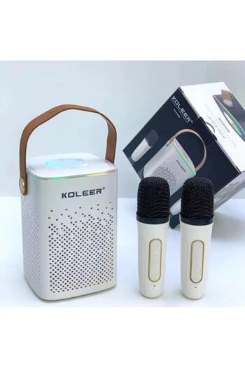 karaoke Portable Bluetooth Speaker with Dual Microphones, Powerful Stereo Sound, Long-Lasting Battery, Party and Travel Light