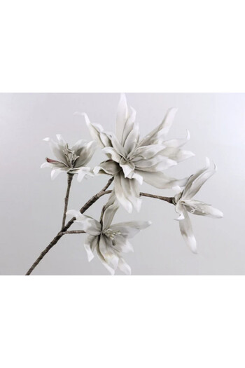 OEM Decorative flower, magnolia branch with 5 white-gray flowers, L90cm