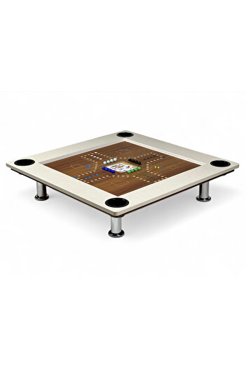 ALBADER 2 In 1 Floor Wooden Ploot Play Cards Table 80*80 Cm with Jackaroo Wooden Board Game