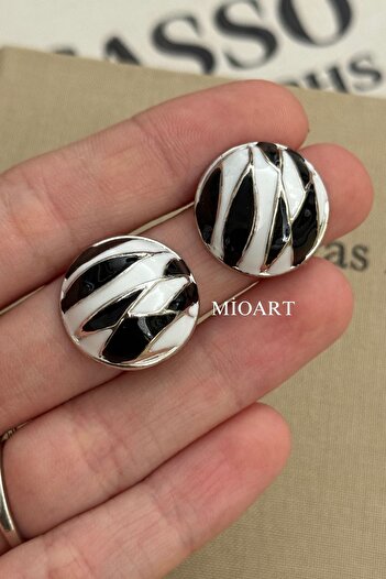 MioArt Women's Zebra Round Pattern Earrings