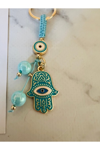 Talia&Talia Fatman's Hand Evil Eye Beaded Keychain