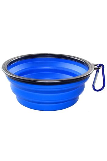 OEM Collapsible silicone bowl 350ml for dogs/cats, water or food, portable, durable, blue