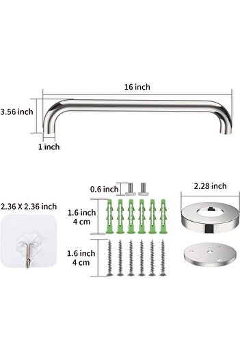 GENERAL 16 Inch Stainless Steel Shower Grab Bar