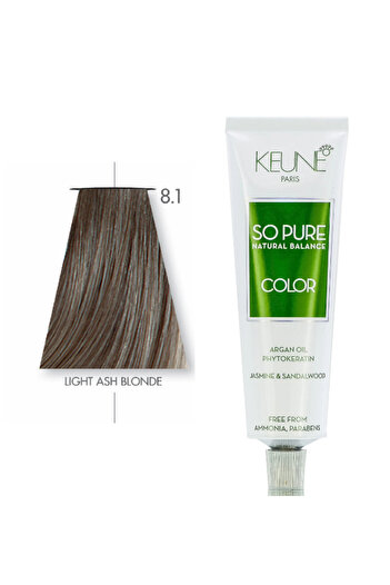 Keune Kion So Pure Color Natural Hair Dye, Ammonia and Paraben Free - No. 8.1 Light Ash Blonde