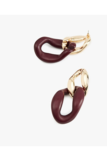 Koton Dangling Geometric Earrings Burgundy