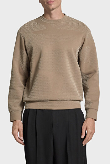 Emporio Armani Cotton Regular Fit Crew Neck All over Logo Sweat Men's Sweat Em002900 Af10013 F6