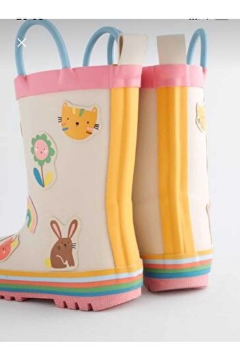 Next Baby Krem Animal Desenli Su Geçirmez Yağmur Çizmesi