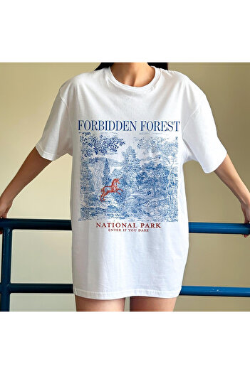 l'eivor Forbidden Forest Special Detailed Design Printed Women's Cotton T-Shirt