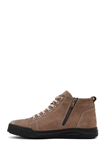 Derimod Men's Beige Zippered Nubuck Leather Sports Boots 25Wfd7606V3