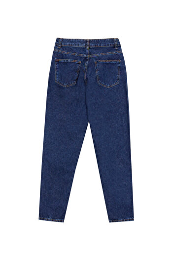 Jeep Yüksek Bel Düz Paça Mom Fit İndigo Kadın Denim Pantolon J5WL-PNT7030