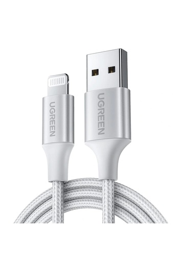 Ugreen Lıghtnıng To Usb-a Örgülü Mfi Sertifikalı İphone Hızlı Şarj Kablosu 2 Metre Gümüş 60163