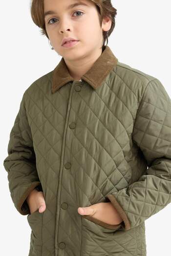 DeFacto Boy's Water Repellent Polo Neck Plush Lining Coat F0429A825Au