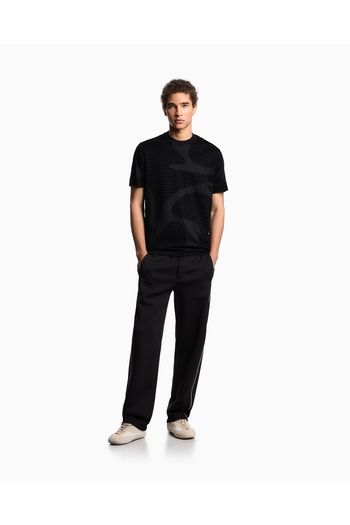 Emporio Armani Men's Regular Fit Logo Emboss Pattern Round Neck Short Sleeve Black T-Shirt Em002957 Af10017-Fc