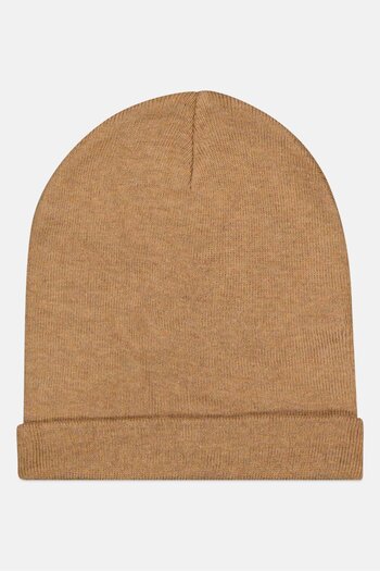 Reserved Women Solid Knitted Beanie, Tan
