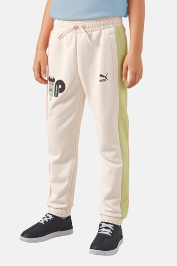 Puma Kids Boy Embroidered Logo Outdoor Sweatpants, Cream