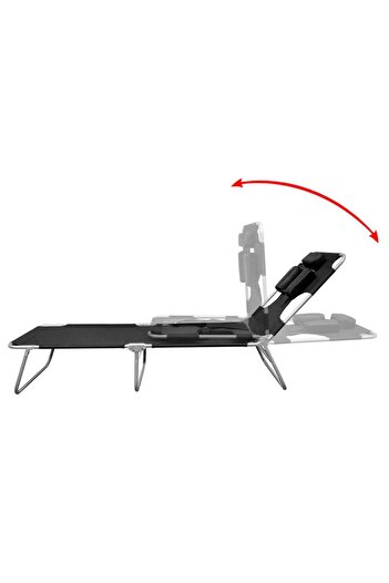 vidaxl Folding Sun Lounger with Head Cushion Powder-coated Steel Black