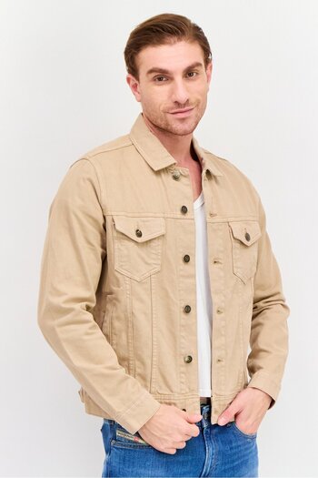 CELIO Men Plain Jackets Shirt, Taupe