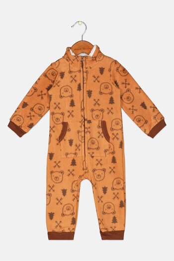 Emily and Oliver Toddlers Boy Allover Print Romper, Brown