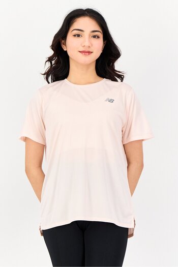 New Balance Women Standard Fit Short Sleeves Training T-Shirt, Light Pink