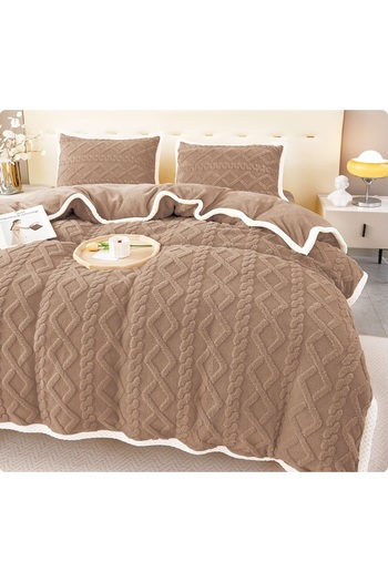 CHIRASO CHIRASO Bedding, COCOLINO, Knitted Pattern, Classic Sheet 220x230 Duvet Cover 200x230 2 Pillowcases