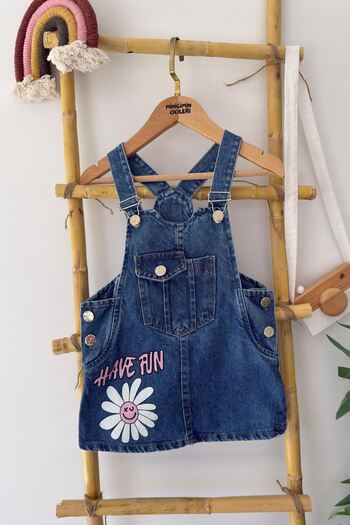 Minigimin Cicileri My Little One's Cicileri Have Fun Printed Denim Girl's Gilet - Blue