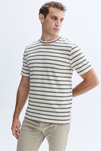 Mudo ÇİZGİLİ BİSİKLET YAKA T-SHIRT