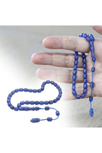 Tesbihane Systematic Cube Cut Pearl Blue Fire Amber Prayer Beads