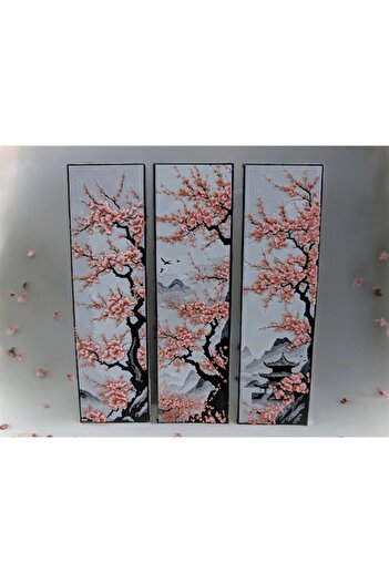 OEM Set 3 Semne de Carte Printate 3D – Flori de Cires, Stil Japonez, Handmade, Arta Unica