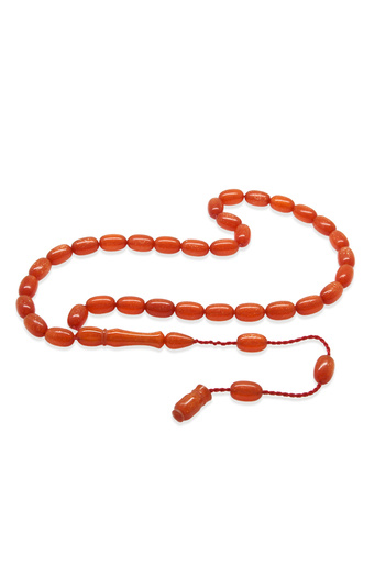Tesbihane Systematic Special Cut Pearlescent Orange Fire Amber Prayer Beads