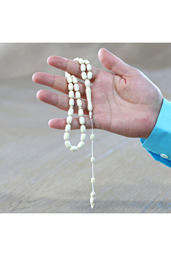 Tesbihane Systematic Chubby Capsule Cut Natural Color Camel Bone Prayer Beads