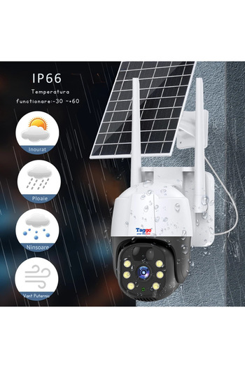 Taggo Solar Outdoor Surveillance Camera 4G SIM Card 5 MP, 10X Zoom, Full HD, 10W Solar Panel, Waterproof I