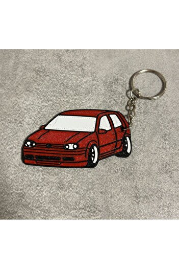 OEM 3D Printed Keychain with PLA Filament – Volkswagen Golf 4 Design, Red
