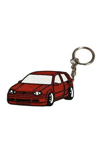 OEM 3D Printed Keychain with PLA Filament – Volkswagen Golf 4 Design, Red