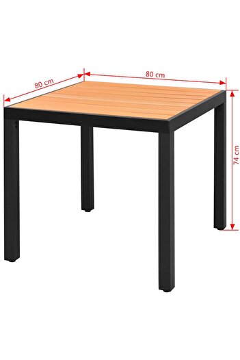 vidaxl Garden Table Brown 80x80x74 cm Aluminium and WPC