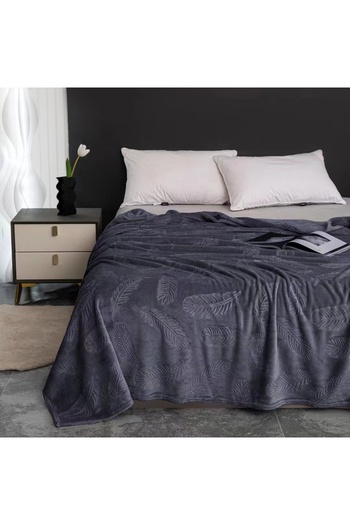 OEM Fluffy cocolino blanket for double bed, embossed leaf pattern, practical, velvety texture, YM-4