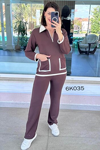 İnce Topuk Modal Suit with Zippered Front Pocket 6K035