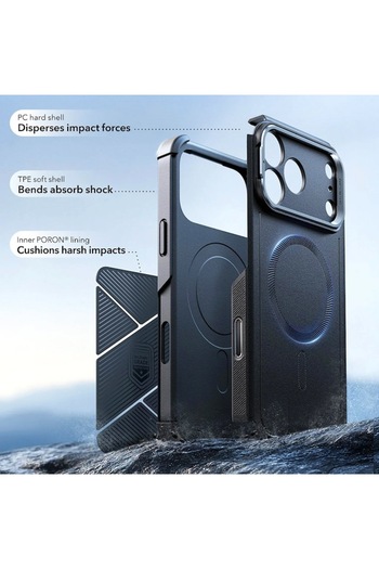 Optim Solution MagSafe Protective Case for iPhone 17 Pro Max, Tough Design with Kickstand, Black Polycarbonate