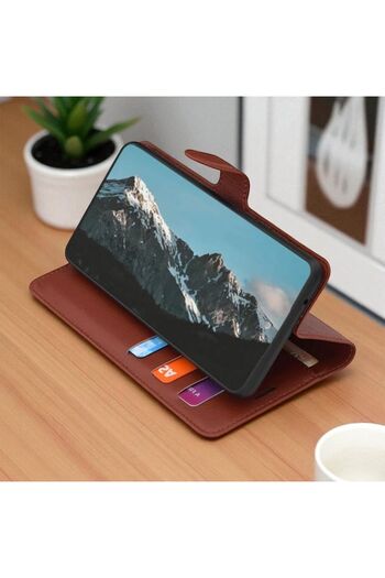 Optim Solution LederPly Flip Cover Case for Apple iPhone 17 Pro Max, Magnetic Closure, Card and Cash Pocket, Brown